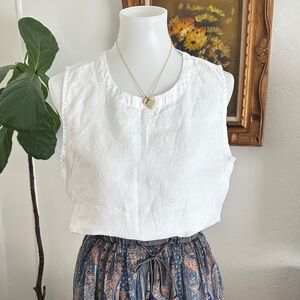 Quince Classic White Linen Top